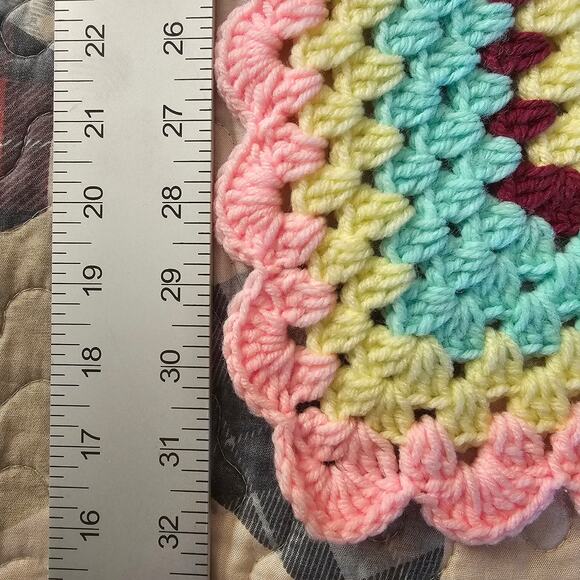 CROCHET Afghan Blanket Large Granny Square Multicolor 30" x 30" Square GIFT - Picture 3 of 6